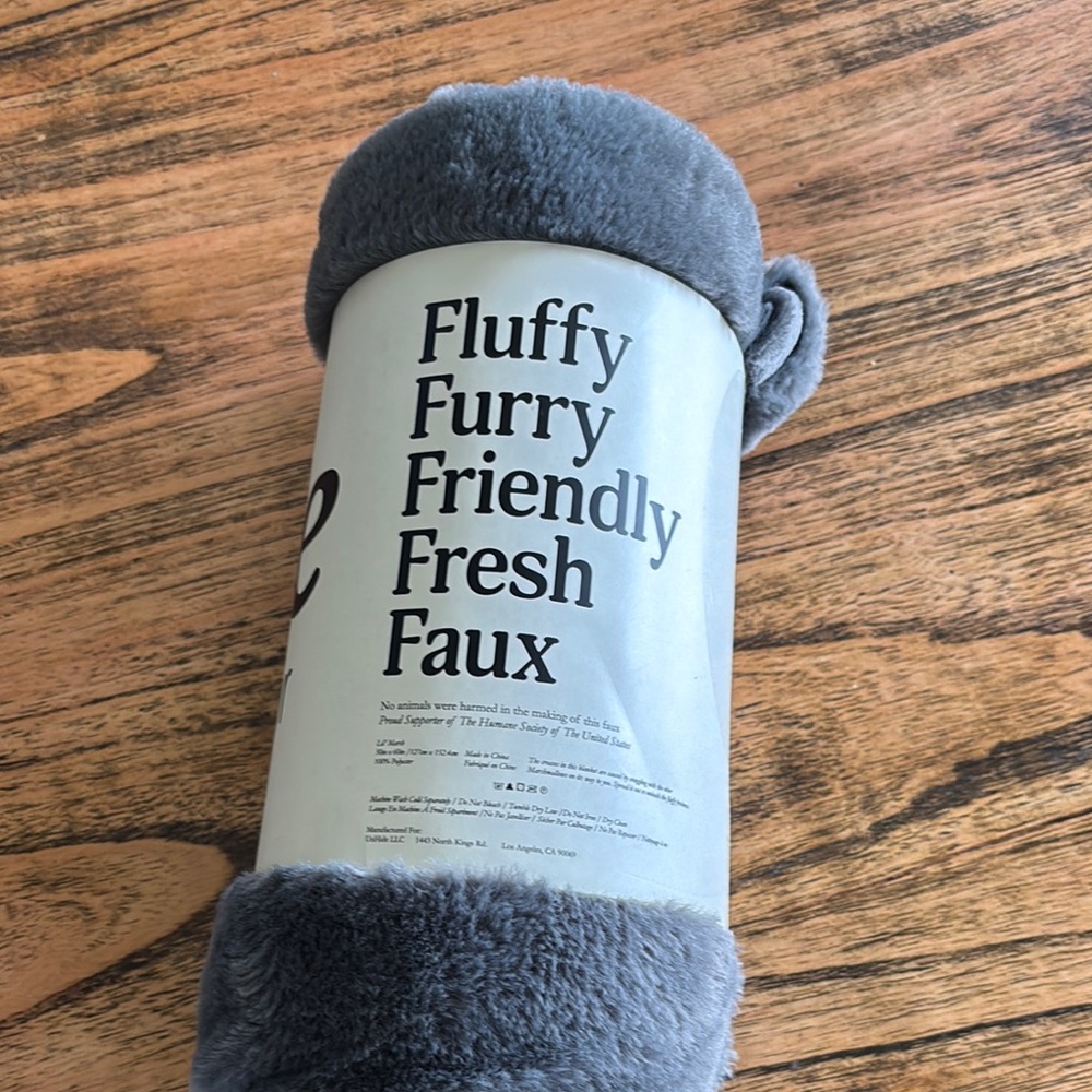 Pet blanket. Fluffy Furry Friendly Faux blanket- Gray